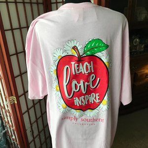 "Teach Love Inspire" Simply Southern 2X teacher shirt NEW with tag